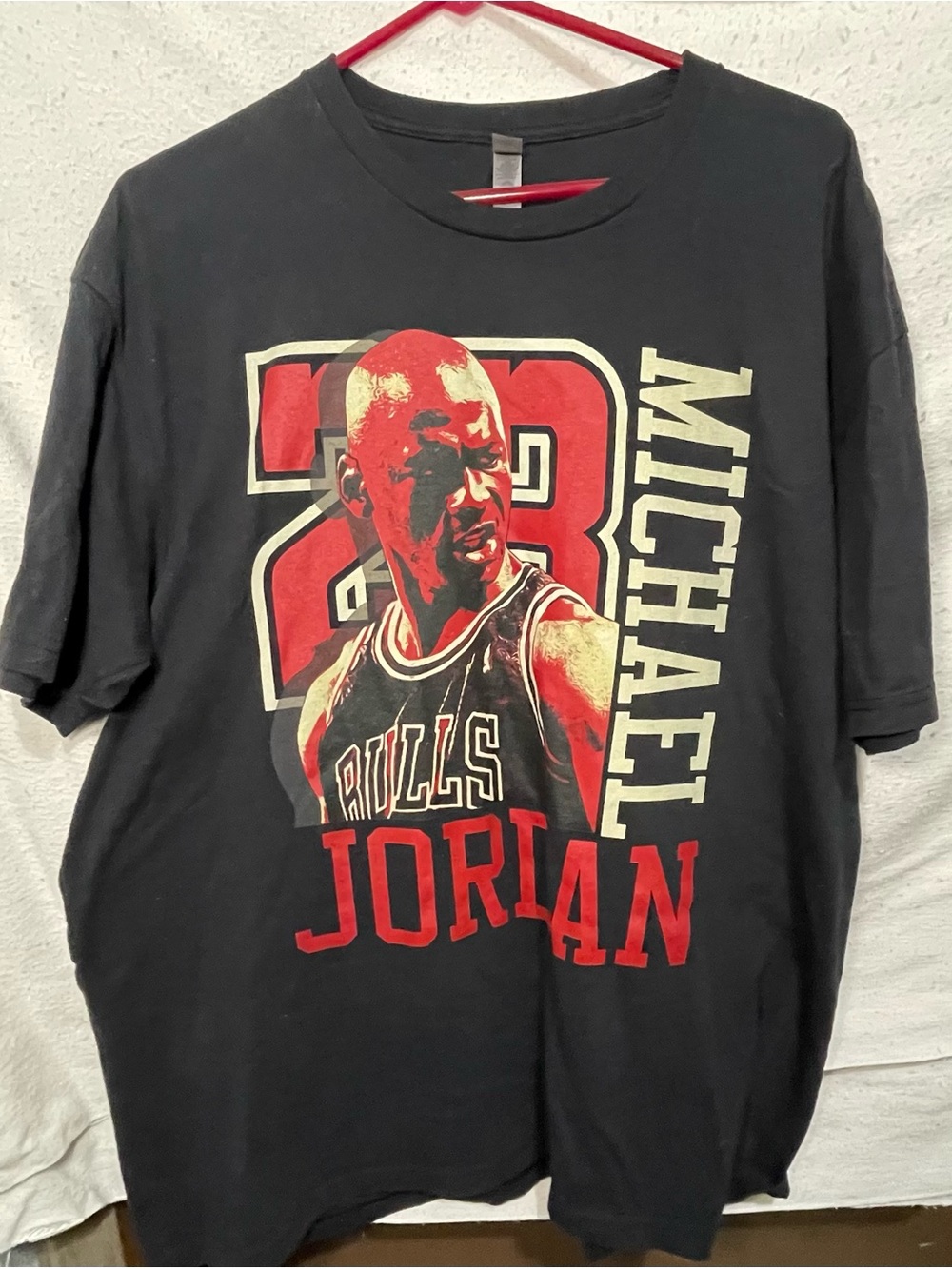 Next Level Apparel Black Tee with Red and Cream Michael Jordan Design
